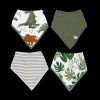 Cotton Muslin + Fleece Bandana Bib 4 Pack - Dino Friends