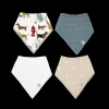 Cotton Muslin + Fleece Bandana Bib 4 Pack - Woof