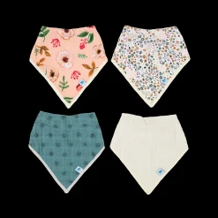 Cotton Muslin + Fleece Bandana Bib 4 Pack - Vintage Floral