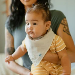 Cotton Muslin + Fleece Bandana Bib 4 Pack - Tropical Leaf