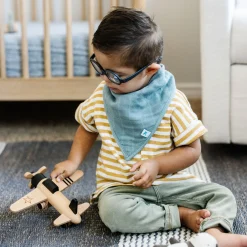 Cotton Muslin + Fleece Bandana Bib 4 Pack - Sea