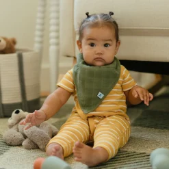 Cotton Muslin + Fleece Bandana Bib 4 Pack - Dino Friends
