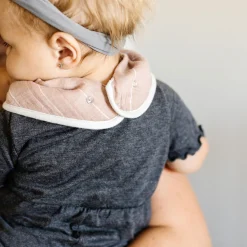 Cotton Muslin + Fleece Bandana Bib 4 Pack - Mauve Stripe