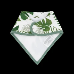 Cotton Muslin + Fleece Bandana Bib 4 Pack - Tropical Leaf