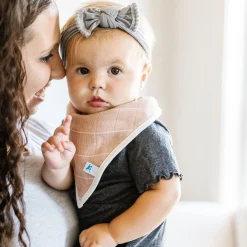 Cotton Muslin + Fleece Bandana Bib 4 Pack - Mauve Stripe