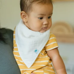 Cotton Muslin + Fleece Bandana Bib 4 Pack - Taupe Cross