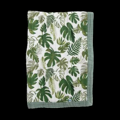 Cotton Muslin Baby Quilt - Tropical Leaf
