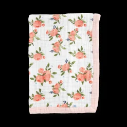 Cotton Muslin Baby Quilt - Watercolor Roses