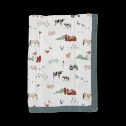 Cotton Muslin Baby Quilt - Farmyard
