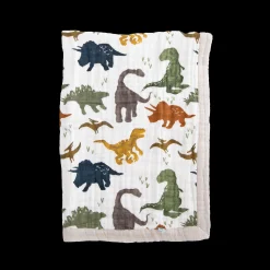 Cotton Muslin Baby Quilt - Dino Friends