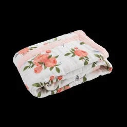 Cotton Muslin Baby Quilt - Watercolor Roses