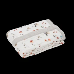 Cotton Muslin Baby Quilt - Mushrooms
