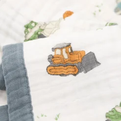 Cotton Muslin Baby Quilt - Work Trucks
