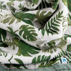 Cotton Muslin Baby Quilt - Tropical Leaf