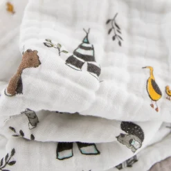 Cotton Muslin Baby Quilt - Forest Friends