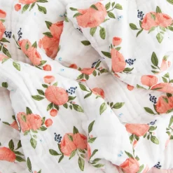 Cotton Muslin Baby Quilt - Watercolor Roses
