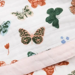 Cotton Muslin Baby Quilt - Butterflies