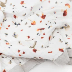 Cotton Muslin Baby Quilt - Mushrooms