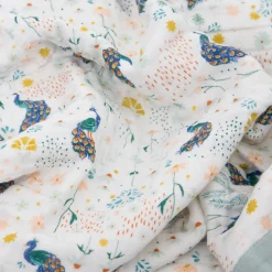 Cotton Muslin Baby Quilt - Peacock