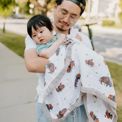 Cotton Muslin Baby Quilt - Bison