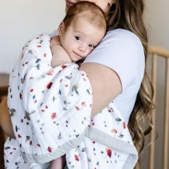 Cotton Muslin Baby Quilt - Mushrooms