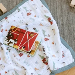 Cotton Muslin Baby Quilt - Farmyard