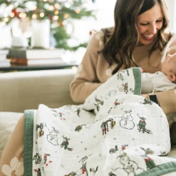 Cotton Muslin Baby Quilt - Snow Day