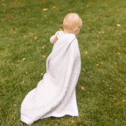 Cotton Muslin Baby Quilt - Tan Gingham