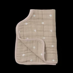 Cotton Muslin Burp Cloth - Taupe Cross