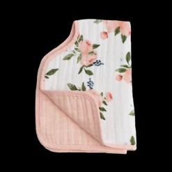 Cotton Muslin Burp Cloth - Watercolor Roses 2