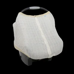 Cotton Muslin Car Seat Canopy - Tan Gingham
