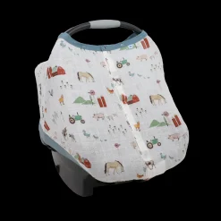 Cotton Muslin Car Seat Canopy - Farmyard