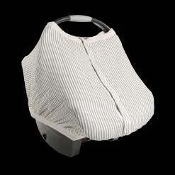 Cotton Muslin Car Seat Canopy - Grey Stripe