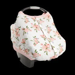 Cotton Muslin Car Seat Canopy - Watercolor Roses