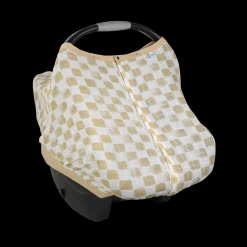 Cotton Muslin Car Seat Canopy - Adobe Checker