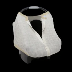 Cotton Muslin Car Seat Canopy - Tan Gingham