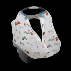 Cotton Muslin Car Seat Canopy - Farmyard