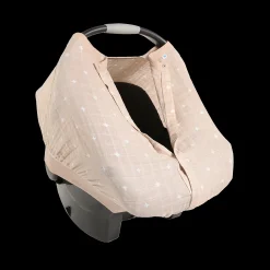 Cotton Muslin Car Seat Canopy - Taupe Cross