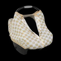 Cotton Muslin Car Seat Canopy - Adobe Checker