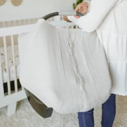 Cotton Muslin Car Seat Canopy - Porpoise