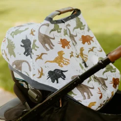 Cotton Muslin Car Seat Canopy - Dino Friends
