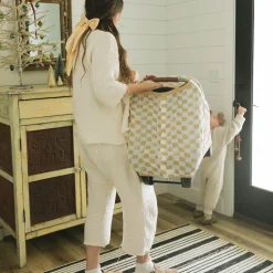 Cotton Muslin Car Seat Canopy - Adobe Checker