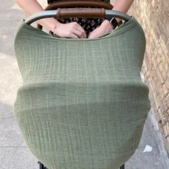 Cotton Muslin Car Seat Canopy - Fern