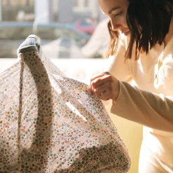 Cotton Muslin Car Seat Canopy - Pressed Petals