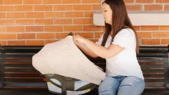 Cotton Muslin Car Seat Canopy - Dino Friends