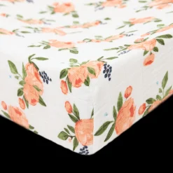 Cotton Muslin Changing Pad Cover - Watercolor Roses