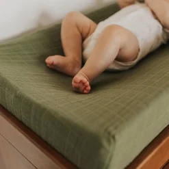 Cotton Muslin Changing Pad Cover - Fern