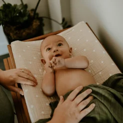 Cotton Muslin Changing Pad Cover - Taupe Cross