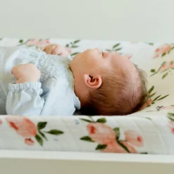 Cotton Muslin Changing Pad Cover - Watercolor Roses