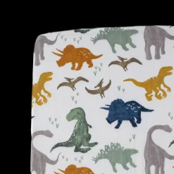 Cotton Muslin Crib Sheet - Dino Friends